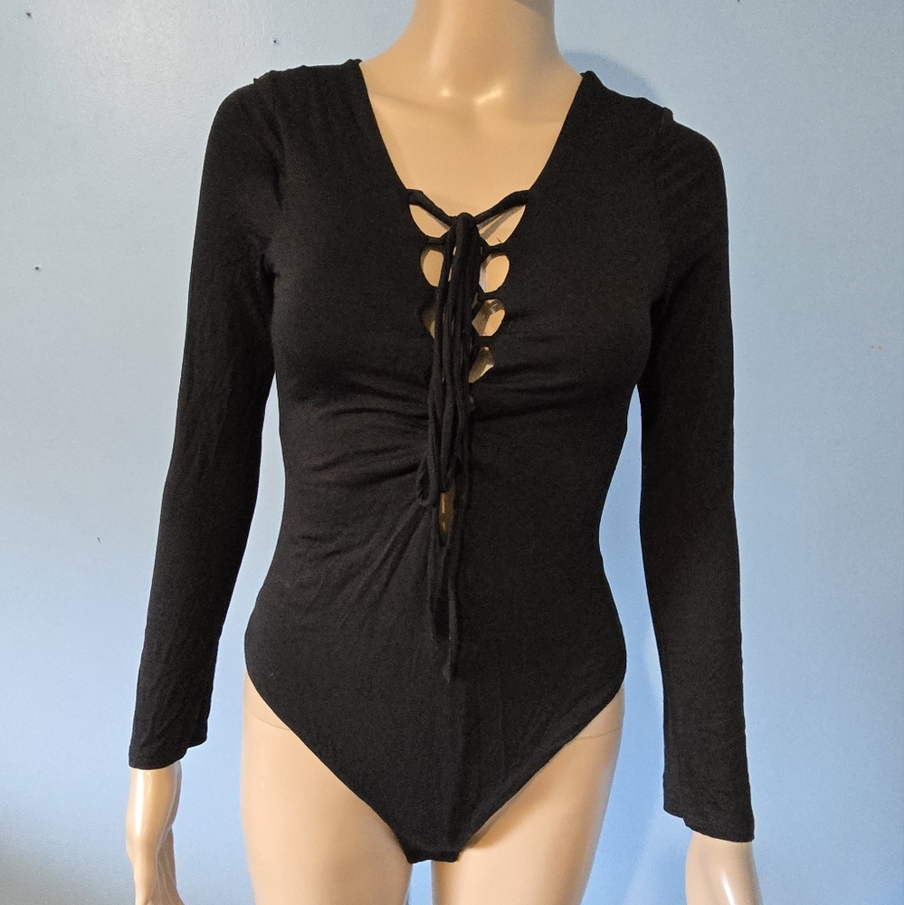 Black Lace-Up Bodysuit